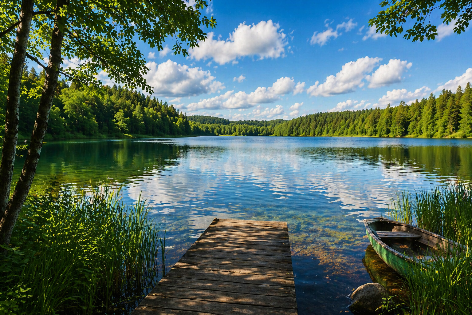 Spokojne jezioro w leśnej scenerii 