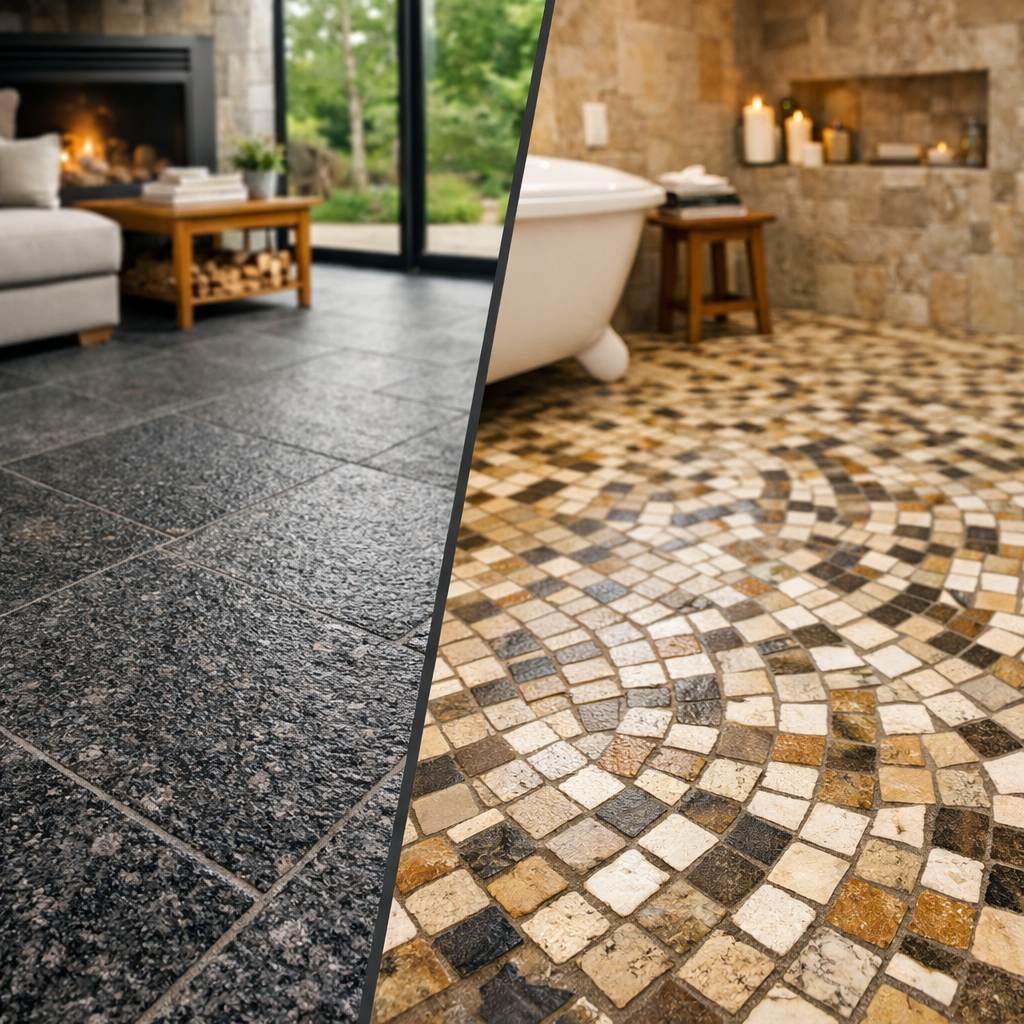 Przestronny wnętrze z różnymi nawierzchniami