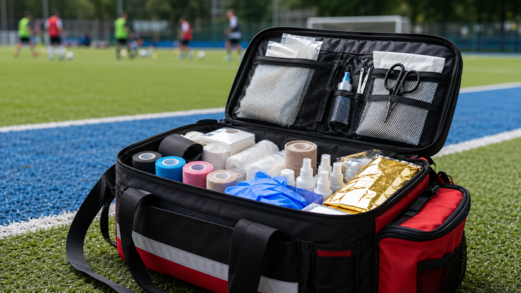 Torba medyczna na boisku sportowym