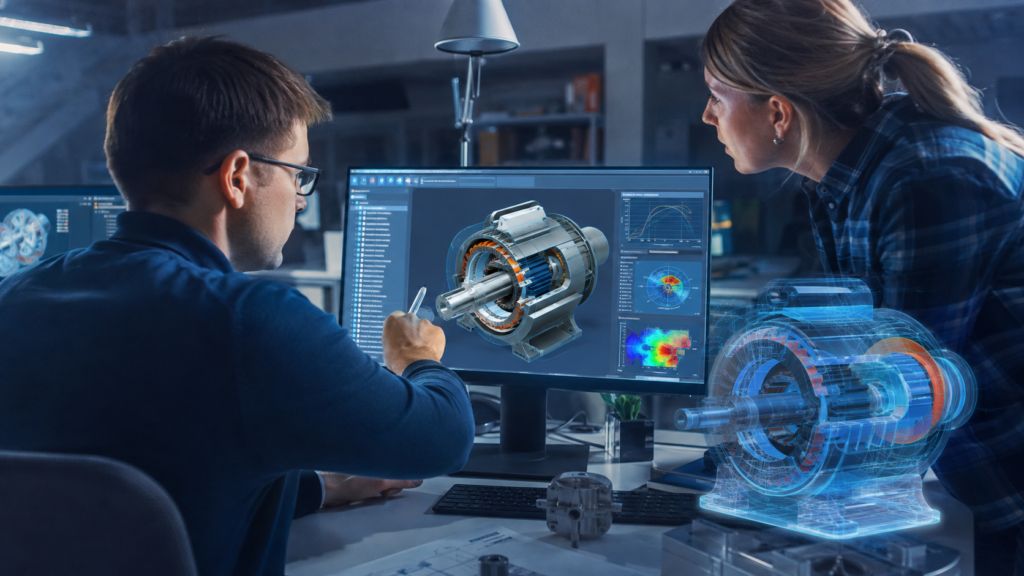Współpraca inżynierów nad hologramem CAD